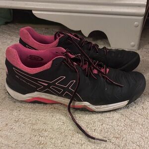 Asics Black and Pink Athletic Shoes